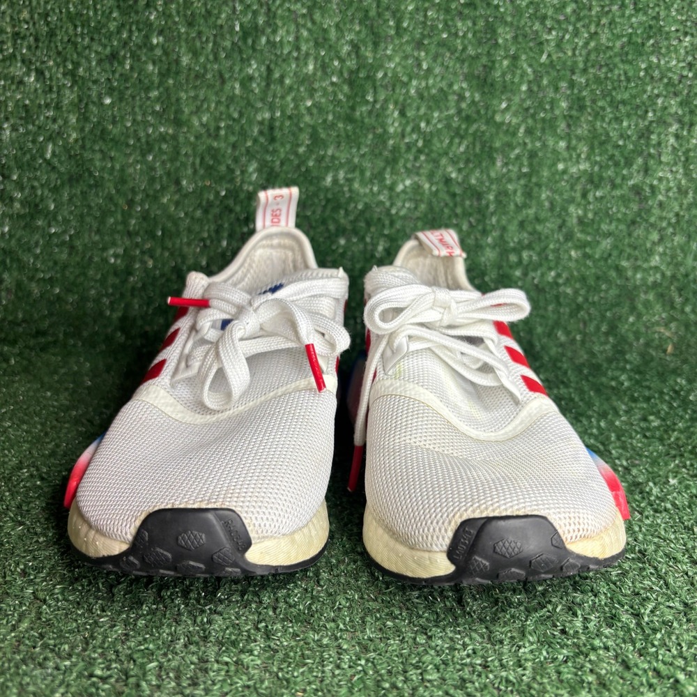 Adidas NMD R1 Firecracker Mesh Boost Running Shoes White Red Blue Youth Size 4.5 - Picture 2 of 9